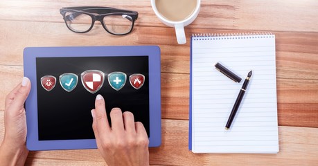 Poster - Antivirus security protection shield on tablet