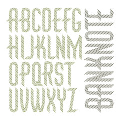 Poster - Vector capital condensed alphabet letters collection made with spirograph pattern, guilloche ornament. Can be used for logo creation in banking.