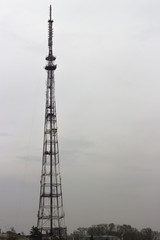 tv antenna tower in sky copy space.