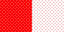 Bright Red And White Retro Design Polka Dots Background Pattern, Two Inverted Tiles