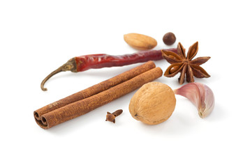 Sticker - spices on white background