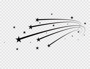 Wall Mural - abstract falling star vector - black shooting star with elegant star trail on white background - met
