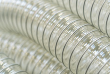 Closeup Of Transparent Plastic Corrugated Pipe