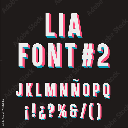 Lia Font 2 3d Tipography Set J K L M N N O P Q Exclamation Marks Question Marks Percent Symbol Parenthesis And Division Sign Stock Vector Adobe Stock