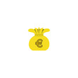 Euro money bag hand drawn illustration. Vector Euro symbol. Gold money bag isolated. Currency icon design. White background. 