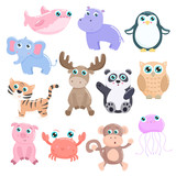 Fototapeta Pokój dzieciecy - Cute animals vector set. Flat design.
