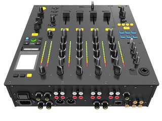 dj console with buttons and connections isolated on a white background 3d rendering