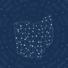 Poster - Ohio network, constellation style US state map. Astonishing space style, modern design. Ohio network map for infographics or presentation.