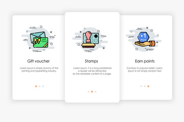 Wall Mural - Onboarding screens design in gift and award concept. Modern and simplified vector illustration, Template for mobile apps.