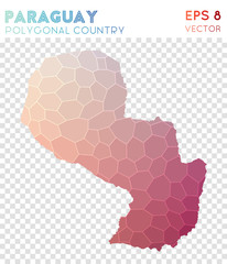 Paraguay polygonal map, mosaic style country. Artistic low poly style, modern design. Paraguay polygonal map for infographics or presentation.