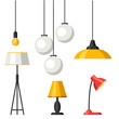 Set of lamps. Furniture chandelier, floor and table lamp