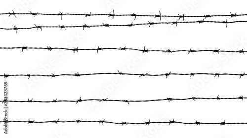 Fotomural silhouette of a barbed wire isolated on white background