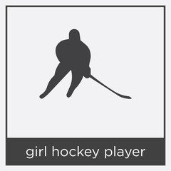 Wall Mural - girl hockey player icon isolated on white background