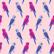 Seamless Pattern With Rosella Parrots