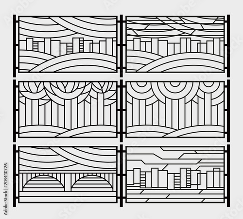 Decorative Grill For A Fence Or A Fireplace Grate Stylized City