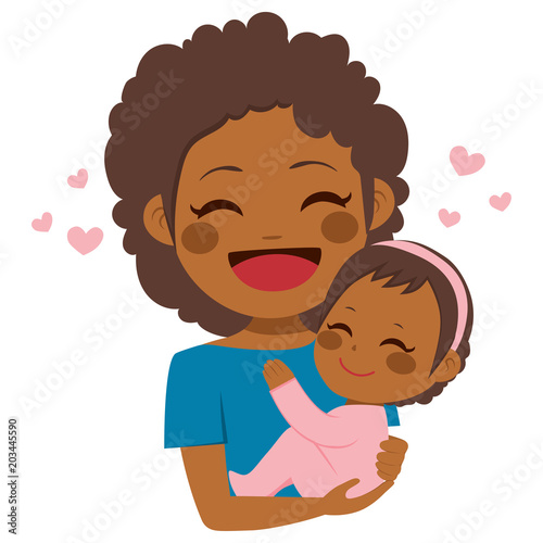 Cute African American mother holding her cute baby girl