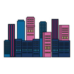 Poster - cityscape buildings scene icon vector illustration design