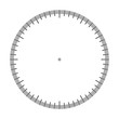 © svitlananiko - Measuring circle scale. Stopwatch dial. Measuring round scale, Level indicator, measurement acceleration, circular meter, round meter. 12 large divisions, 60 medium, 300 small. Vector AI10
