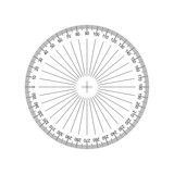 Fototapeta Londyn - Circular Protractor. Protractor grid for measuring degrees. Tilt angle meter. Measuring tool. Measuring circle scale. Measuring round scale, Level indicator, circular meter AI10