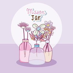 Wall Mural - Mason jar with flowers