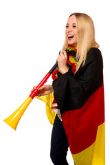 Poster - Junge Frau mit Vuvuzela