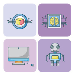 Poster - Set of artificial intelligence icons