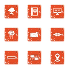 Poster - Technical school icons set. Grunge set of 9 technical school vector icons for web isolated on white background