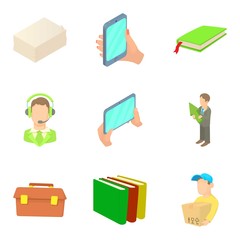 Poster - Work environment icons set. Cartoon set of 9 work environment vector icons for web isolated on white background
