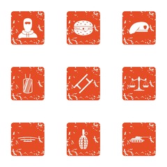 Poster - Risk icons set. Grunge set of 9 risk vector icons for web isolated on white background