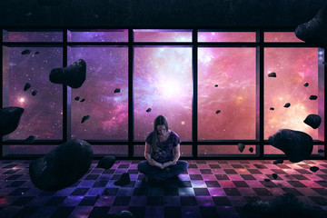 Wall Mural - Woman surrounded by space