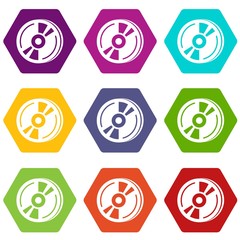 Poster - Cd icons 9 set coloful isolated on white for web