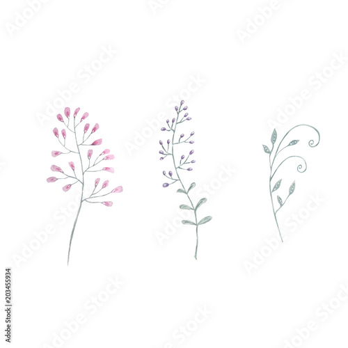 Download Blue Botanical Watercolor Drawing Illustration Geometric Illustration Painting Watercolour Floral Aquarelle Pink Spring Summer Floral Garden Clip Art For Greeting Birthday Weeding On White Background Stock Illustration Adobe Stock