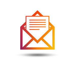 Poster - Mail icon. Envelope symbol. Message sign. Mail navigation button. Blurred gradient design element. Vivid graphic flat icon. Vector