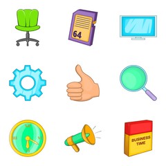 Poster - Working meeting icons set. Cartoon set of 9 working meeting vector icons for web isolated on white background