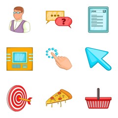 Poster - Working conference icons set. Cartoon set of 9 working conference vector icons for web isolated on white background