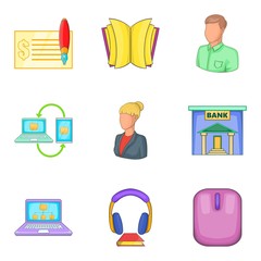 Poster - Job location icons set. Cartoon set of 9 job location vector icons for web isolated on white background