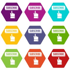 Poster - Subscribe icons 9 set coloful isolated on white for web