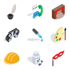 Poster - Scientific direction icons set. Isometric set of 9 scientific direction vector icons for web isolated on white background