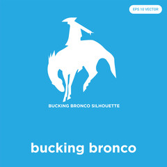 Sticker - bucking bronco icon isolated on blue background