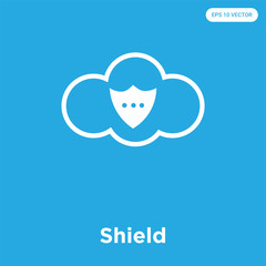 Wall Mural - Shield icon isolated on blue background