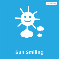 Poster - Sun Smiling icon isolated on blue background