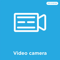 Poster - Video camera icon isolated on blue background