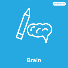 Wall Mural - Brain icon isolated on blue background