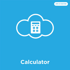 Sticker - Calculator icon isolated on blue background