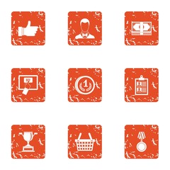 Poster - Best banker icons set. Grunge set of 9 best banker vector icons for web isolated on white background