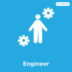 Wall Mural - Engineer icon isolated on blue background