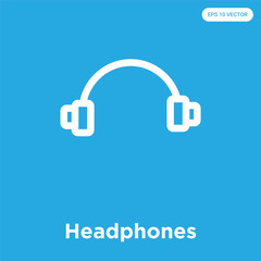 Poster - Headphones icon isolated on blue background