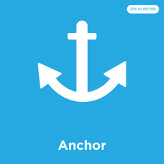 Wall Mural - Anchor icon isolated on blue background