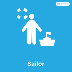 Poster - Sailor icon isolated on blue background