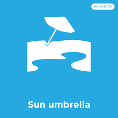 Wall Mural - Sun umbrella icon isolated on blue background